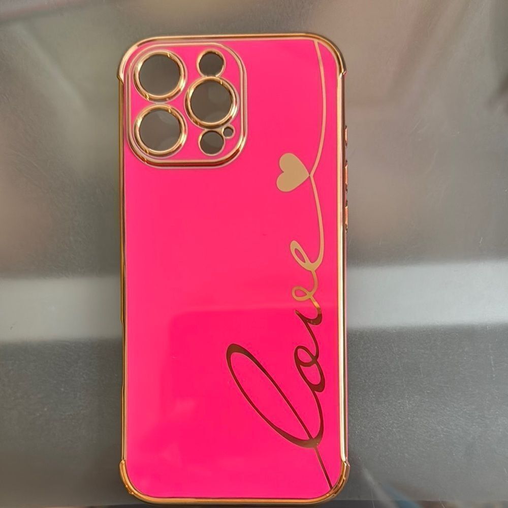iPhone 16 Pro Max Stylish Pink and Gold Phone Case